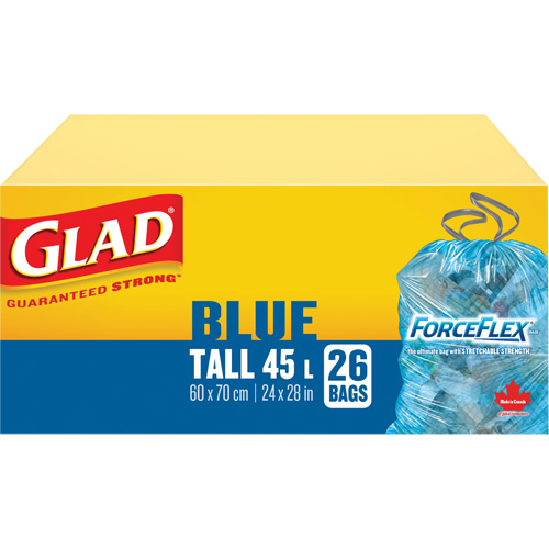 45L Recycling Bags, Regular, 24" W x 28" L, Blue Rock Safety Industrial Ltd