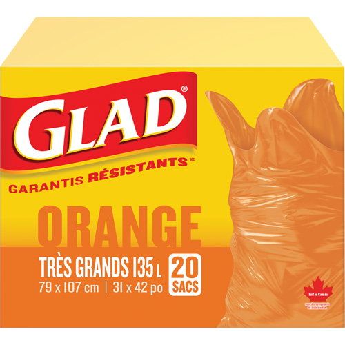 Sacs &agrave; ordures 135 L, R&eacute;gulier, 31" la x 42" lo, Orange Rock Safety Industrial Ltd