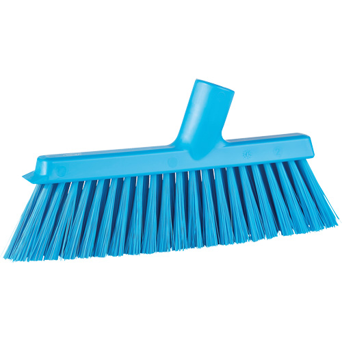 Dustpan Broom with Angled Thread, Medium Bristles, 10", Polyester, Blue Rock Safety Industrial Ltd
