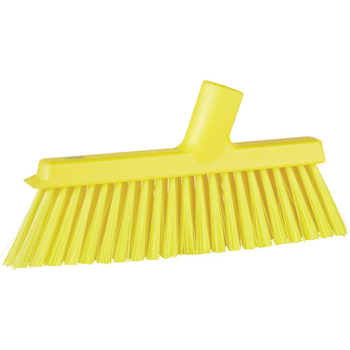 Dustpan Broom with Angled Thread, Medium Bristles, 10", Polyester, Yellow Rock Safety Industrial Ltd