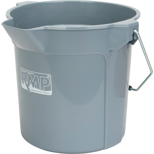 Round Bucket with Pouring Spout, 2.64 US Gal. (10.57 qt.) Capacity, Grey Rock Safety Industrial Ltd