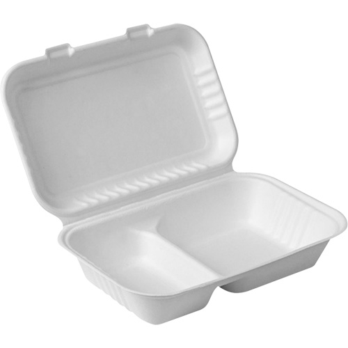 Compostable Hinged Food Containers with Compartments, Bagasse, Rectangular Rock Safety Industrial Ltd