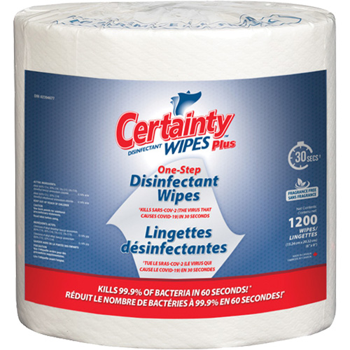 Plus Disinfectant Wipes, 8" x 6", 1200 Count Rock Safety Industrial Ltd