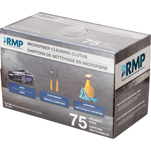 Chiffons lavables pour le nettoyage, Microfibre, Blanc Rock Safety Industrial Ltd