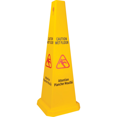 C&ocirc;ne d'avertissement de plancher mouill&eacute;, Bilingue avec pictogramme Rock Safety Industrial Ltd