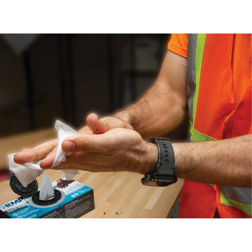 Lingettes nettoyantes emball&eacute;es individuellement, 12 lingettes, 8" x 9-1/2" Rock Safety Industrial Ltd