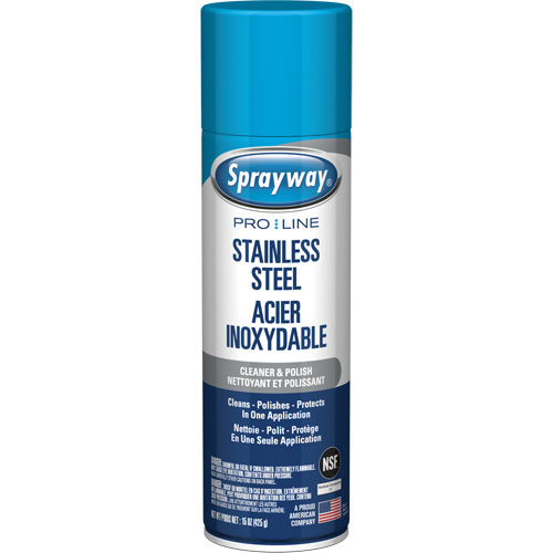 Nettoyant & polis pour acier inoxydable Pro Line, 15 oz, Canette a&eacute;rosol Rock Safety Industrial Ltd
