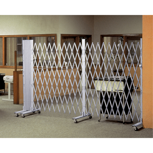 Portable Expanding Gates, Interlocking, 144" L x 73.5" H, Silver Rock Safety Industrial Ltd