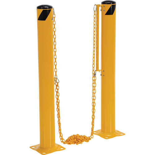 Syst&egrave;me de bornes de protection et chaînes pour quai, Acier, 42" h x 6-5/8" la, Jaune Rock Safety Industrial Ltd