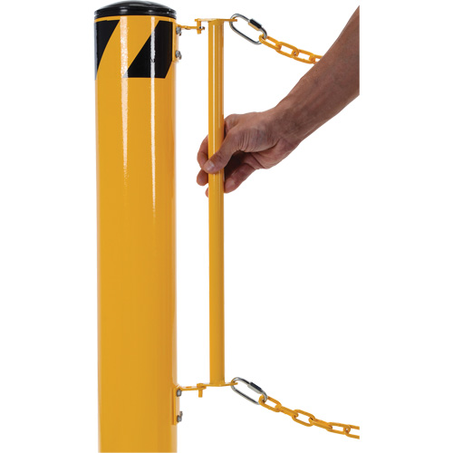 Syst&egrave;me de bornes de protection et chaînes pour quai, Acier, 42" h x 6-5/8" la, Jaune Rock Safety Industrial Ltd