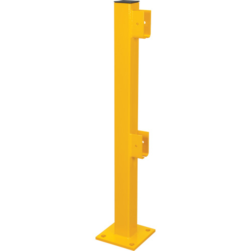 Poteau d'extr&eacute;mit&eacute; pour garde-corps l&eacute;gers, Acier, 42" h, Jaune s&eacute;curit&eacute; OSHA Rock Safety Industrial Ltd