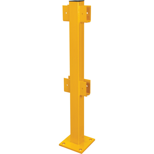Poteau en ligne pour garde-corps l&eacute;gers, Acier, 42" h, Jaune s&eacute;curit&eacute; OSHA Rock Safety Industrial Ltd