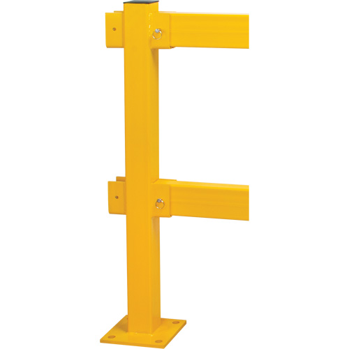 Poteau en ligne pour garde-corps l&eacute;gers, Acier, 42" h, Jaune s&eacute;curit&eacute; OSHA Rock Safety Industrial Ltd