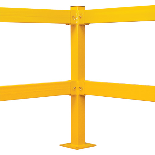 Poteau de coin pour garde-corps l&eacute;gers, Acier, 42" h, Jaune s&eacute;curit&eacute; OSHA Rock Safety Industrial Ltd