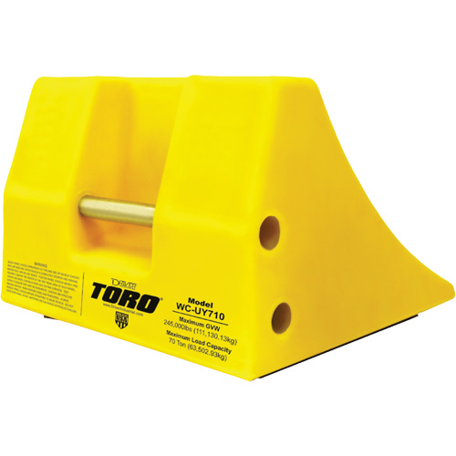 Cale-roue pour &eacute;quipement lourd de 70 tonnes avec poign&eacute;e, Ur&eacute;thane, Jaune Rock Safety Industrial Ltd