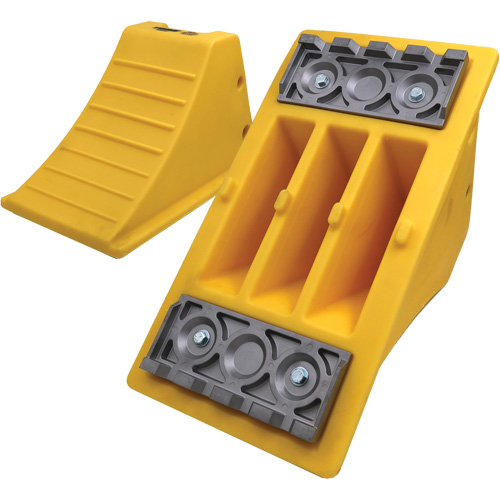 Cale-roue pour &eacute;quipement lourd de 40 tonnes avec crampons en aluminium, Ur&eacute;thane, Jaune Rock Safety Industrial Ltd