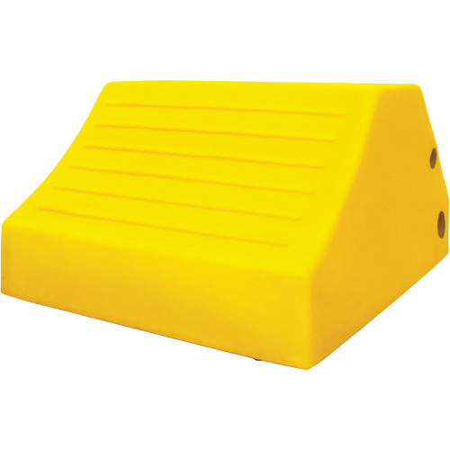 Cale-roue pour &eacute;quipement lourd de 165 tonnes avec poign&eacute;e et trou, Ur&eacute;thane, Jaune Rock Safety Industrial Ltd