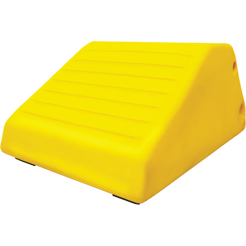 Cale-roue pour &eacute;quipement lourd de 255 tonnes avec poign&eacute;e et trou, Ur&eacute;thane, Jaune Rock Safety Industrial Ltd