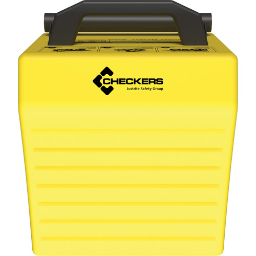 Cale de roue ultra-robuste pour l'exploitation mini&egrave;re Checkers Safety, PEHD, Jaune, 14-1/2" la x 17-1/2" p x 16" h Rock Safety Industrial Ltd