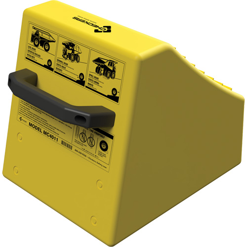 Cale de roue ultra-robuste pour l'exploitation mini&egrave;re Checkers Safety sans support, PEHD, Jaune, 14-1/2" la x 17-1/2" p x 16" h Rock Safety Industrial Ltd