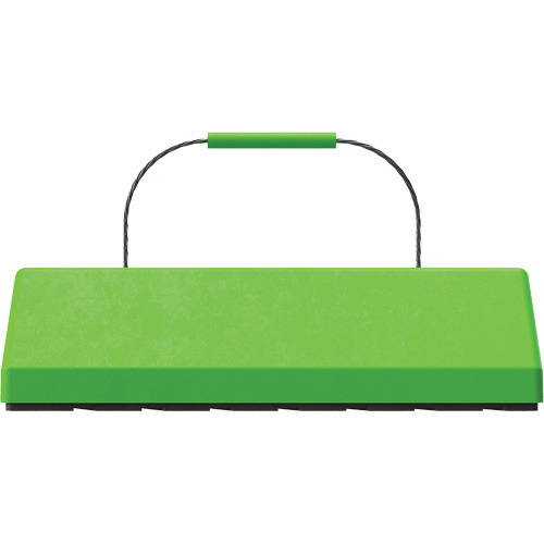 Cale de roue pour avion Checkers Safety SafeRay avec poign&eacute;e &agrave; c&acirc;ble & patin en caoutchouc, Ur&eacute;thane, Vert fluorescent, 24" la x 8" p x 6" h Rock Safety Industrial Ltd