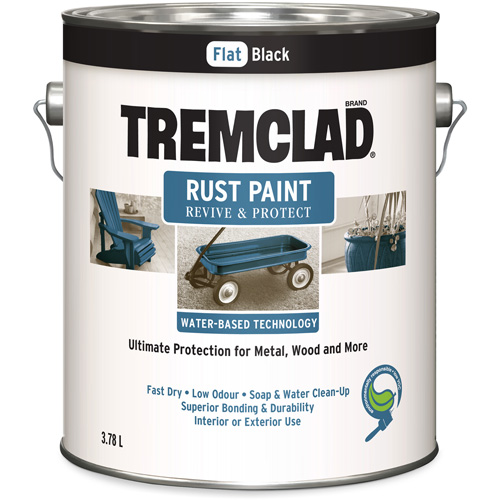 Peinture antirouille &agrave; base d'eau Tremclad, 3,78 L, Gallon, Noir Rock Safety Industrial Ltd