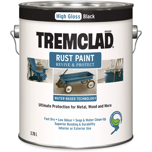Tremclad&reg; Water-Based Rust Paint, 3.78 L, Gallon, Black Rock Safety Industrial Ltd
