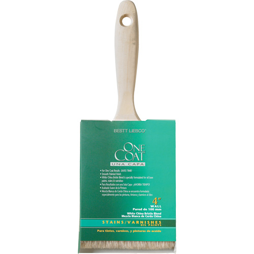 Pinceau pour murs et moulures One Coat, Soie blanche, Manche Bois, Largeur de 4" Rock Safety Industrial Ltd