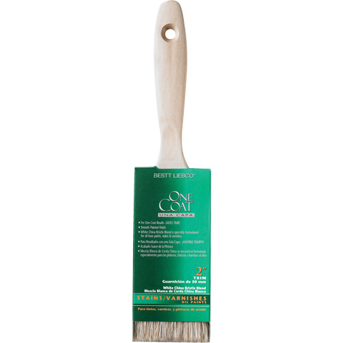 Pinceau pour murs et moulures One Coat, Soie blanche, Manche Bois, Largeur de 2" Rock Safety Industrial Ltd