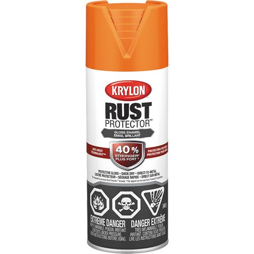 Peinture &agrave; &eacute;mail Rust Protector, Orange, Brillant, 12 oz, Canette a&eacute;rosol Rock Safety Industrial Ltd