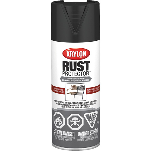 Appr&ecirc;t convertisseur de rouille Rust Protector, Appr&ecirc;t noir, Tr&egrave;s mat, 12 oz, Canette a&eacute;rosol Rock Safety Industrial Ltd