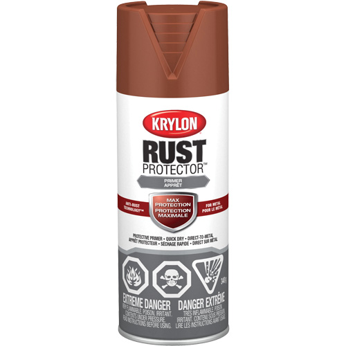 Peinture &agrave; &eacute;mail Rust Protector, Appr&ecirc;t oxyde rouge, Tr&egrave;s mat, 12 oz, Canette a&eacute;rosol Rock Safety Industrial Ltd