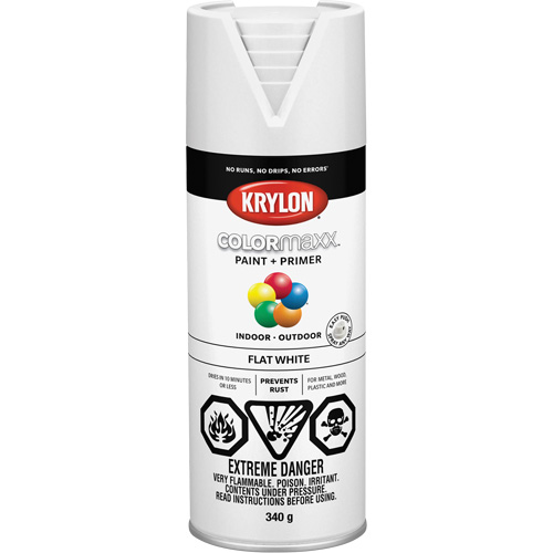 Appr&ecirc;t + peinture COLORmaxx, Blanc, Tr&egrave;s mat, 12 oz, Canette a&eacute;rosol Rock Safety Industrial Ltd