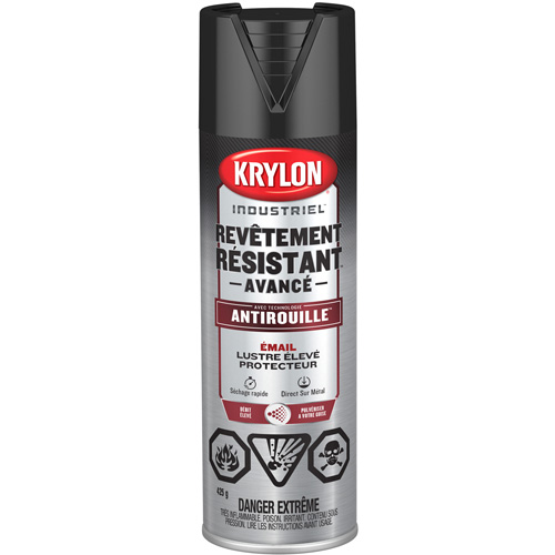 Peinture Tough Coat avec technologie Rust Barrier, Noir, Tr&egrave;s brillant, 425 g, Canette a&eacute;rosol Rock Safety Industrial Ltd