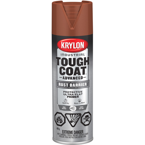 Peinture Tough Coat avec technologie Rust Barrier, Appr&ecirc;t oxyde rouge, Ultra-mat, 425 g, Canette a&eacute;rosol Rock Safety Industrial Ltd
