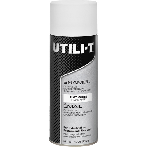 UTILI-T General Purpose Enamel Spray Paint, White, Flat, 10 oz./283 g, Aerosol Can Rock Safety Industrial Ltd