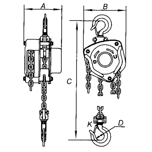 Chain Hoist, 10' Lift, 1000 lbs. Capacity, Alloy Steel Chain Rock Safety Industrial Ltd