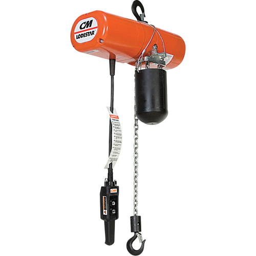 Palans &eacute;lectriques &agrave; chaîne Lodestar, Lev&eacute;e 15', Capacit&eacute; 6000 lb (3 tonnes), 5 pi/min Rock Safety Industrial Ltd