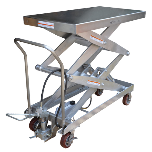 Pneumatic Hydraulic Scissor Lift Table, Stainless Steel, 47-1/4" L x 24" W, 1500 lbs. Cap. Rock Safety Industrial Ltd
