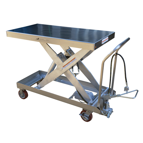 Pneumatic Hydraulic Scissor Lift Table, Stainless Steel, 47-1/2" L x 24" W, 2000 lbs. Cap. Rock Safety Industrial Ltd