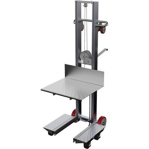 Empileur &agrave; plateforme, M&eacute;canisme Treuil manuel, Capacit&eacute; de 400 lb, Levage max de 60" Rock Safety Industrial Ltd