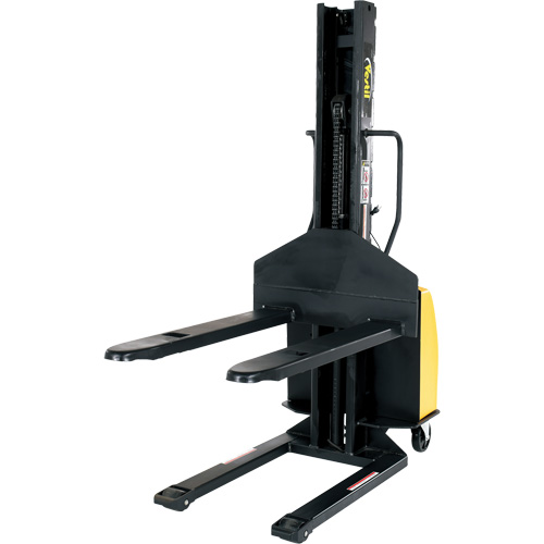 Narrow Mast Powered Lift Stacker, Electric Operated, 1500 lbs. Capacity, 63" Max Lift Rock Safety Industrial Ltd