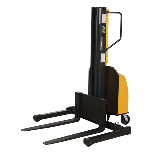 Narrow Mast Powered Lift Stacker, Electric Operated, 1500 lbs. Capacity, 98" Max Lift Rock Safety Industrial Ltd