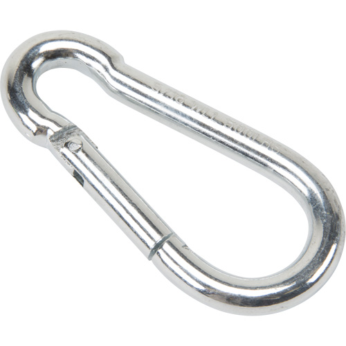 Mousqueton zingu&eacute;, 500 lb (0,25 tonne) Charge d'utilisation max., 5/16" Taille, 1/2" Oeil Rock Safety Industrial Ltd