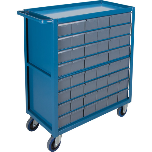 Drawer Shelf Cart, 1200 lbs. Capacity, Steel, 18" x W, 35" x H, 36" D, Rubber Wheels, All-Welded, 48 Drawers Rock Safety Industrial Ltd
