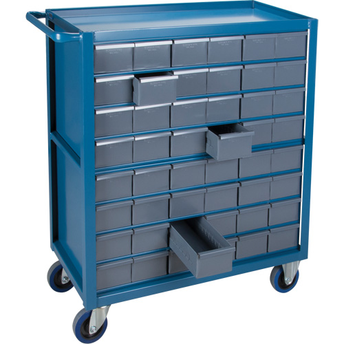 Drawer Shelf Cart, 1200 lbs. Capacity, Steel, 18" x W, 35" x H, 36" D, Rubber Wheels, All-Welded, 48 Drawers Rock Safety Industrial Ltd