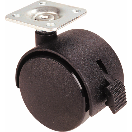 Roulettes &agrave; roue double, s&eacute;ries 300/400, Pivotant avec frein, 2" (51 mm), Plastique, 75 lb (34 kg) Rock Safety Industrial Ltd