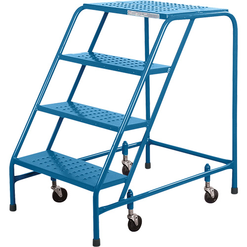 CSA Rolling Step Ladder, 4 Steps, 22" Step Width, 37" Platform Height, Steel Rock Safety Industrial Ltd