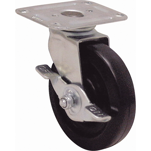 Light-Duty Caster, Rigid with Brake, 4" (101.6 mm), Phenolic, 250 lbs. (113 kg.) Rock Safety Industrial Ltd