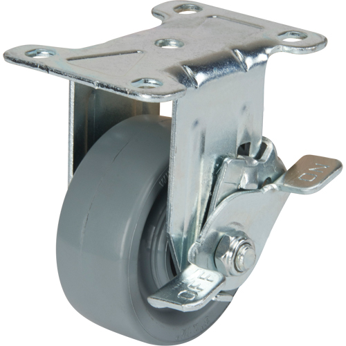 General Purpose Caster, Rigid with Side Brake, 4" (101.6 mm), Phenolic, 400 lbs. (181 kg.) Rock Safety Industrial Ltd